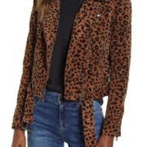 Avec Les Filles Brown Leopard Print Leather Jacket